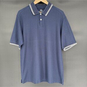Tommy Bahama Men's Supima Cotton Blend Polo Shirt L Navy Blue Preppy Golf Beach